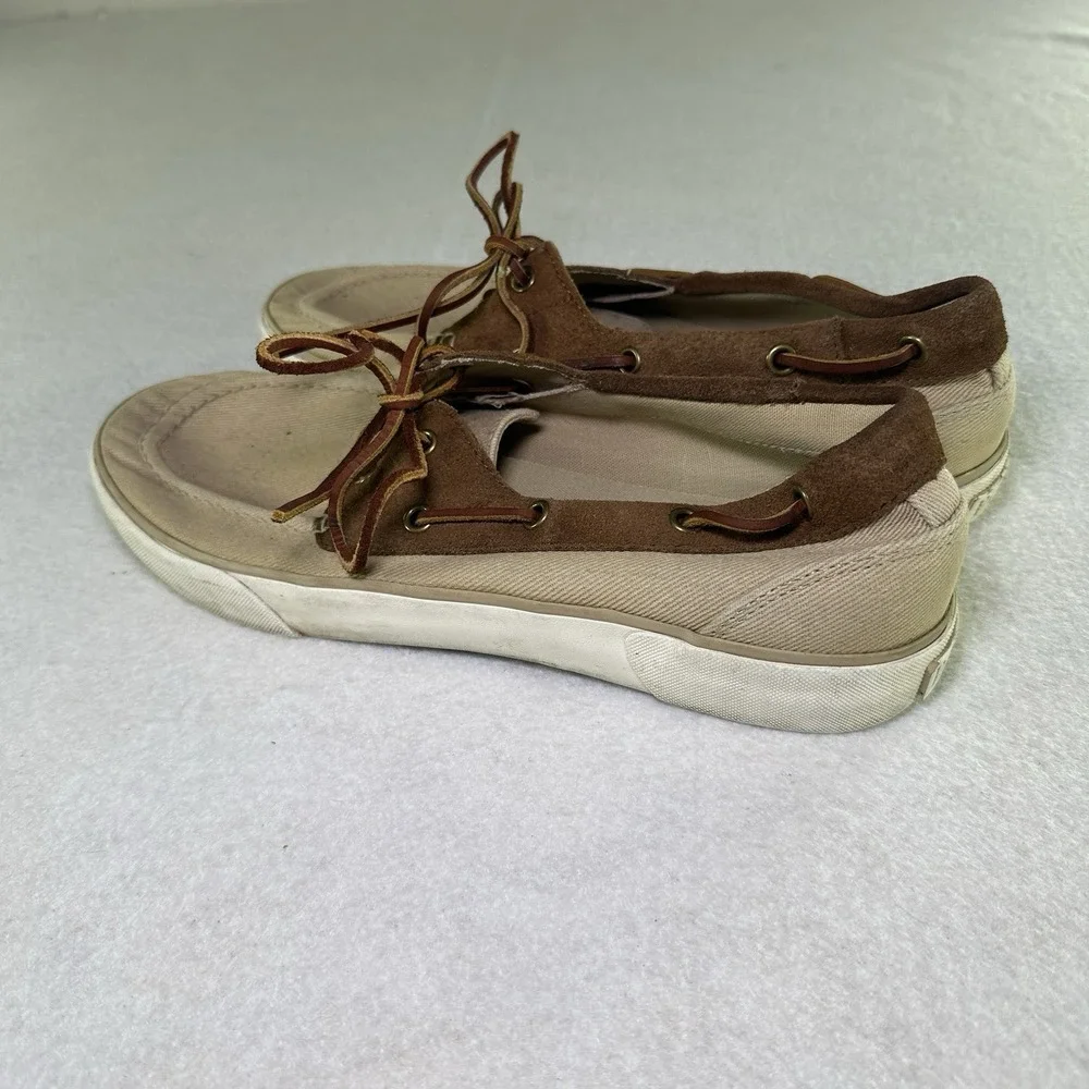Polo Ralph Lauren Boat Shoes Mens 10.5 D Rylander Beige‎ Leather Lace Up